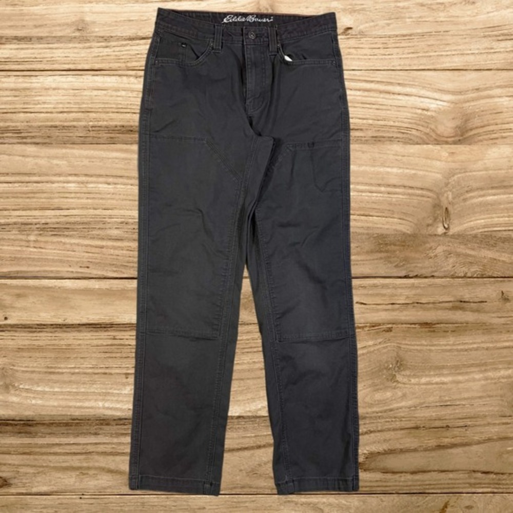 Eddie Bauer Mountain Ops Mens 30x32 Double Knee Work Pants Gray Utility Canvas‎